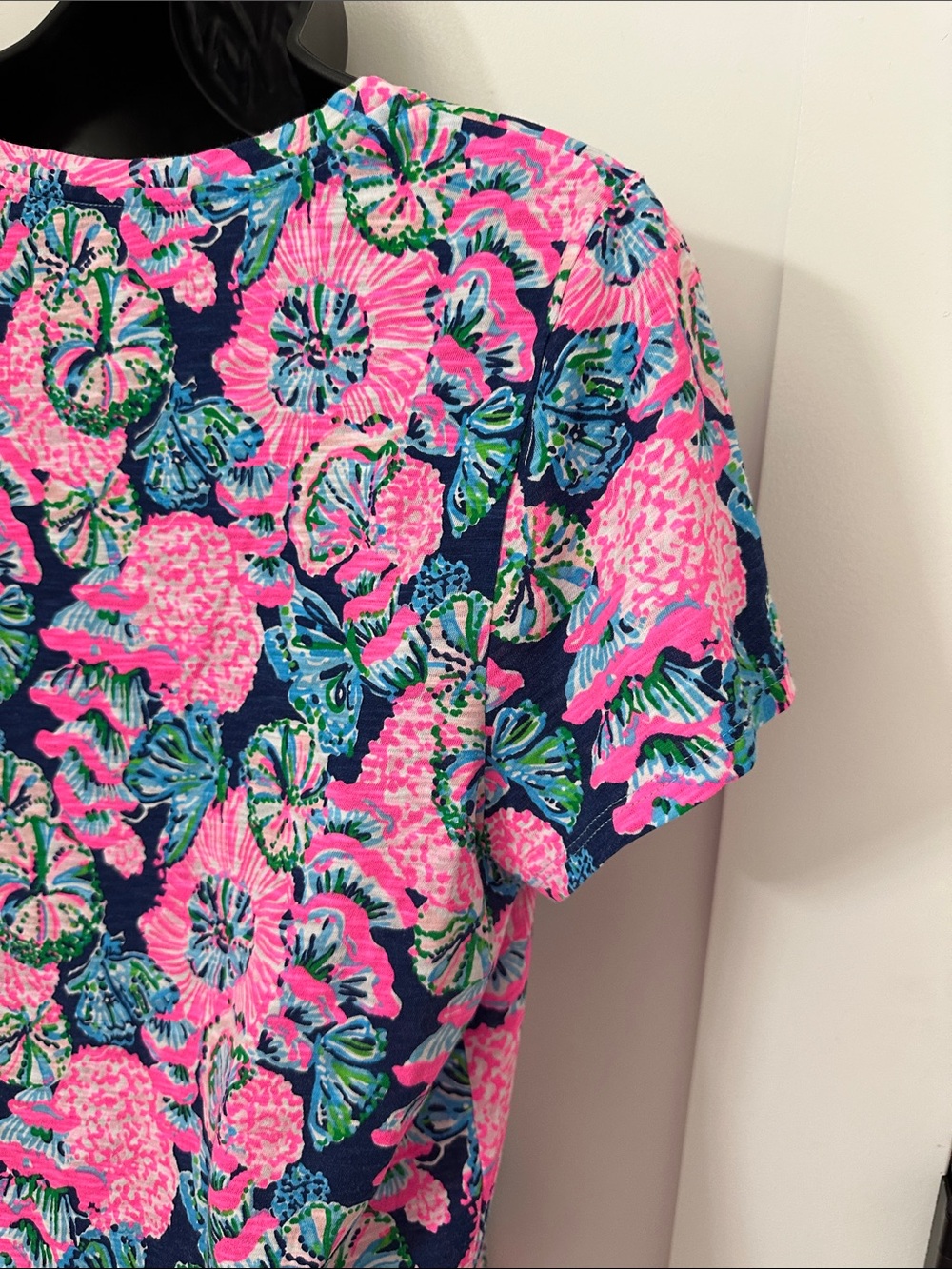 Lilly Pulitzer Etta Navy, Hot Pink & Green Floral Short Sleeve Tee - Picture 9 of 9